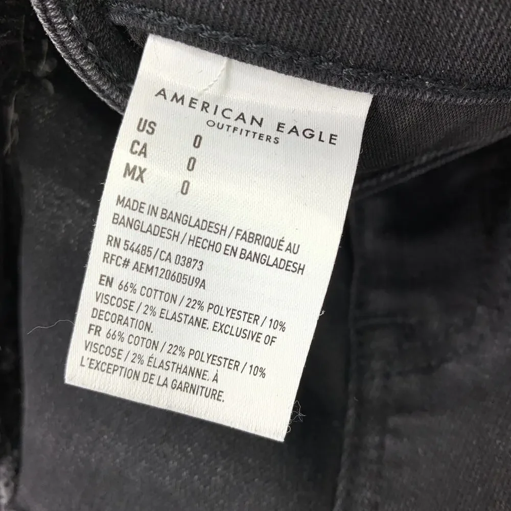 American Eagle Shorts Women's Size 0 Denim Super Hi-Rise Shortie Washed Black